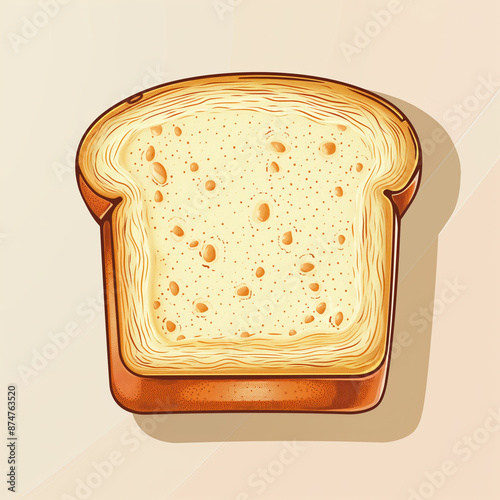 Illustration of bread with butter and slices of toast