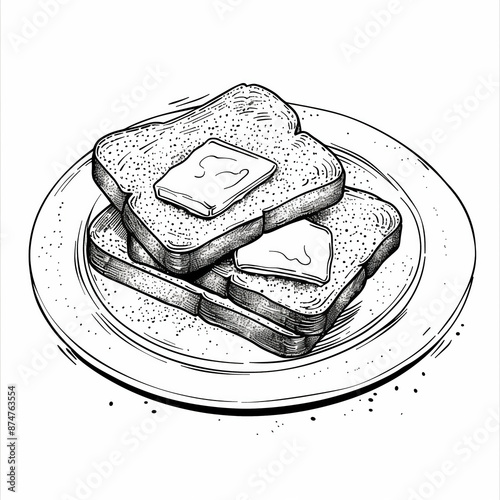 A slice of bread with butter on a plate alongside a can of sardines photo