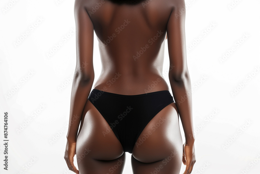 woman with a black bikini top and black bikini bottoms. The woman is posing for a picture woman with a black bikini top and black bikini bottoms. The woman is posing for a picture