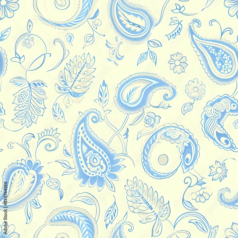 Medium-Scale Indian Paisley Motif in Bright Colors Medium-Scale Indian Paisley Motif in Bright Colors