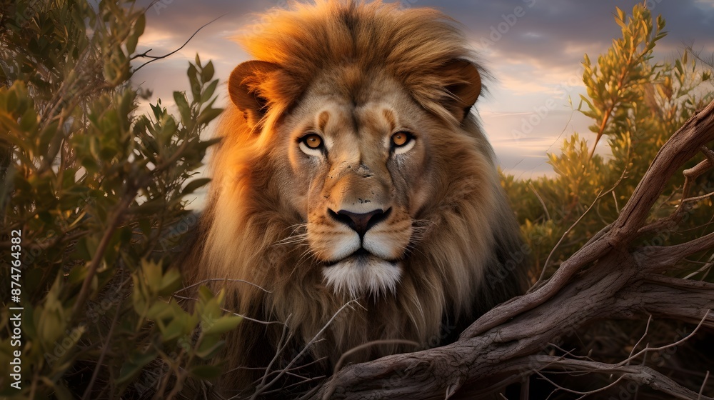 Fototapeta premium Majestic Lion in the Wild