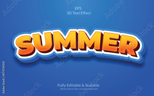 Summer 3D style text Effect Fully editable Vector or EPS