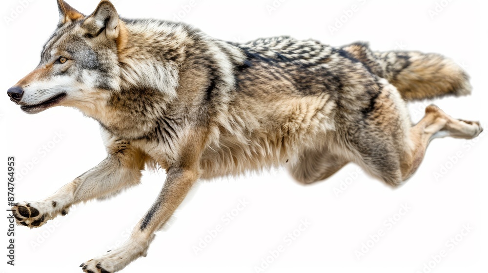 Fototapeta premium A wolf is running in the air