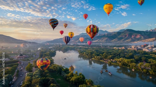 The balloons are of various colors and sizes