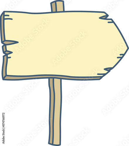 Wooden plank signpost background template space for ground road map sign direction information announcement message in line vector drawing