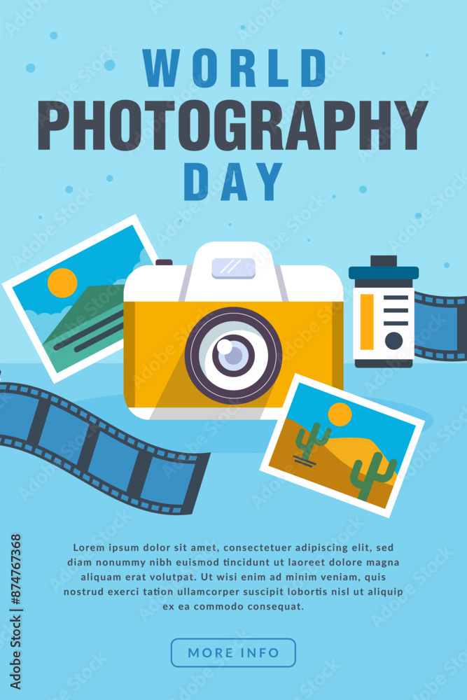 Obraz premium world photography day vertical banner illustration