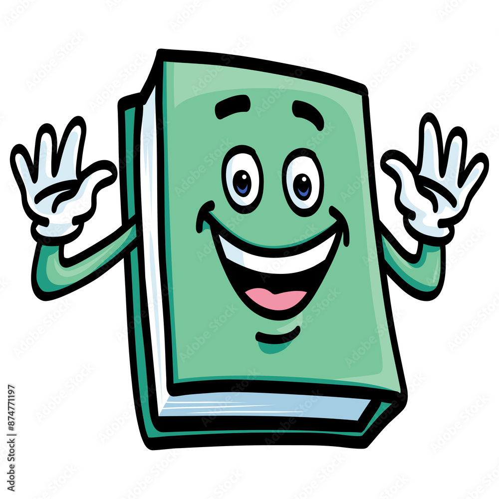 Happy Book Cartoon Illustration Happy Book Cartoon Illustration