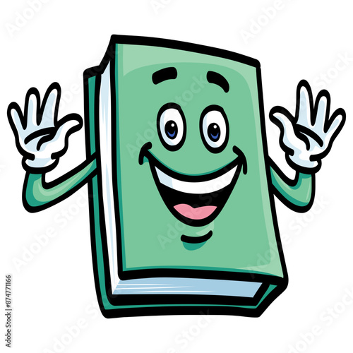 Happy Book Cartoon Vector Illustration