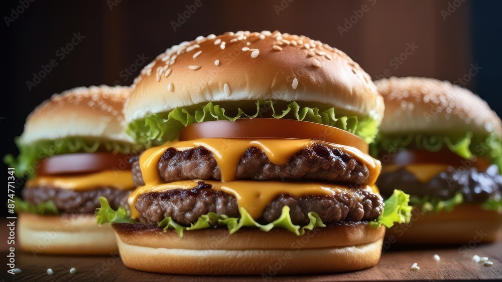 set of detailed photo of a perfectly cooked cheeseburger set of detailed photo of a perfectly cooked cheeseburger