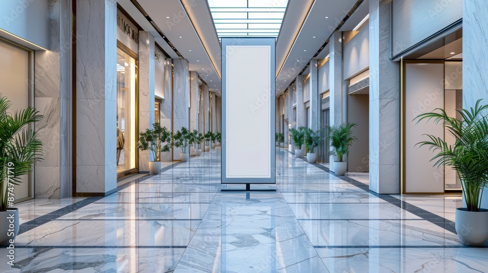 Blank advertising standee in the lobby Blank advertising standee in the lobby