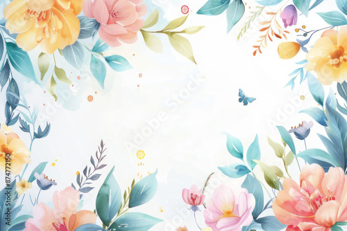 Happy Mother Day card template with pastel watercolor flowers.