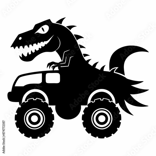 inosaur Monster Truck silhouette vector photo