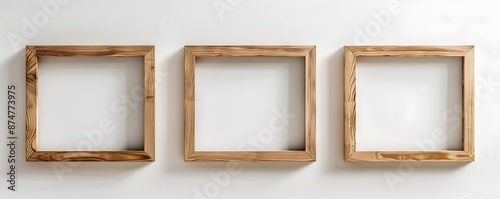 Minimalist Scandinavian Wood Frames Isolated on White Background