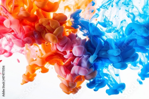 Acrylic colors and ink in water. Abstract background. Isolated. Collection.