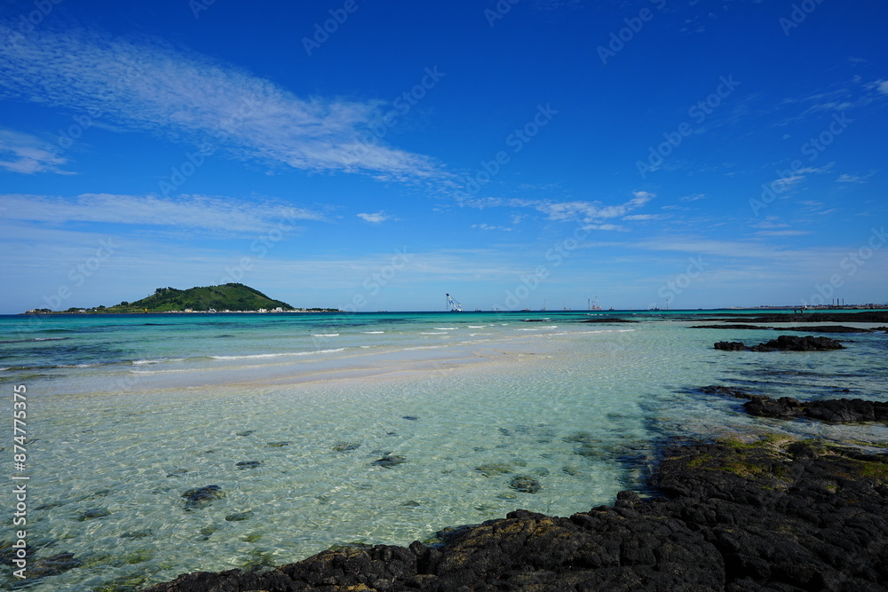 fascinating seascape with sparkling ripples and far island fascinating seascape with sparkling ripples and far island