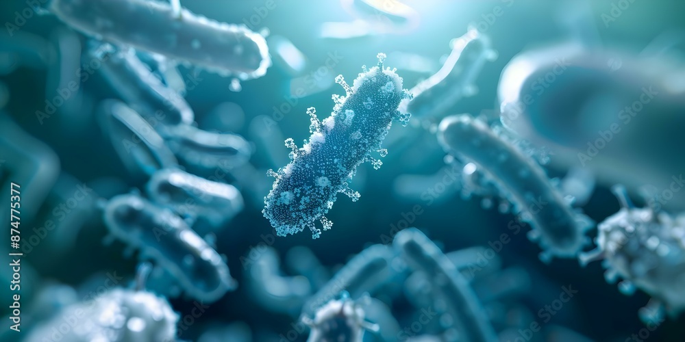 Closeup image of bacteria viruses and microbes under a microscope. Concept Microscopic Biology, Pathogenic Organisms, Microbial World, Infectious Agents Closeup image of bacteria viruses and microbes under a microscope. Concept Microscopic Biology, Pathogenic Organisms, Microbial World, Infectious Agents