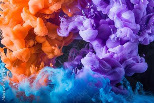 Acrylic colors and ink in water. Abstract background. Isolated. Collection.