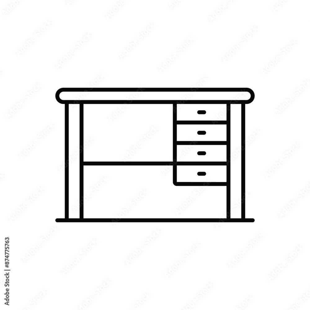 Office Table icon design with white background stock illustration