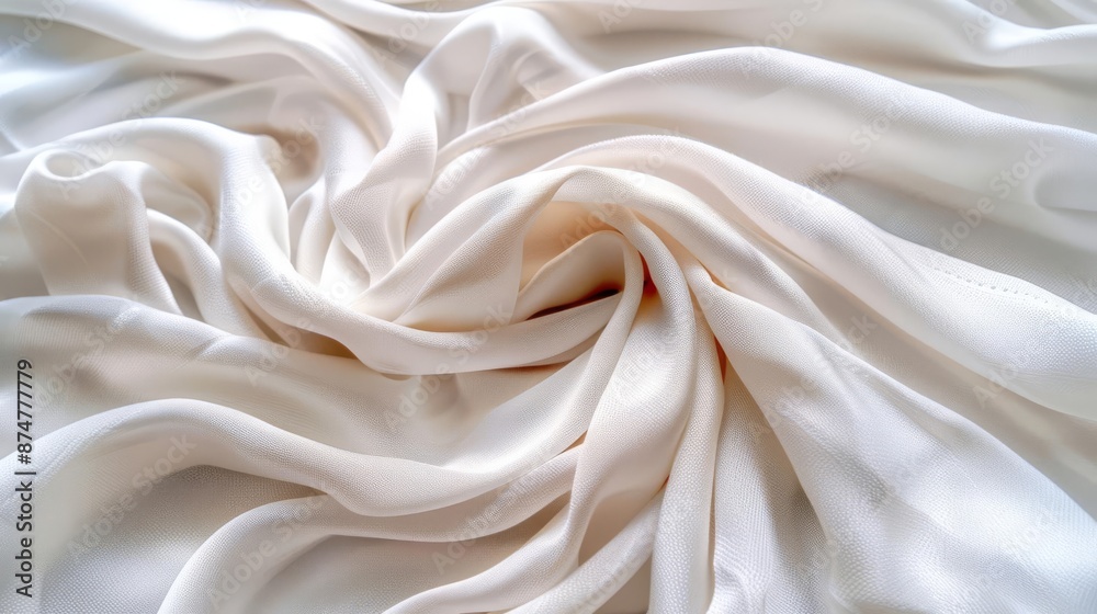 Fototapeta premium White fabric texture background with soft folds and wrinkles, art style elegant