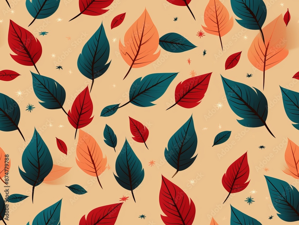 Fototapeta premium seamless pattern with leaves