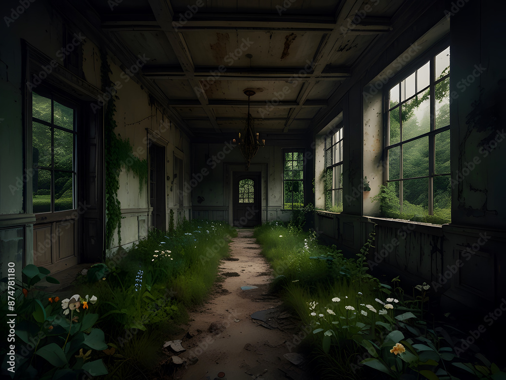 Abandoned building,Nature is above everything. Abandoned building,Nature is above everything.