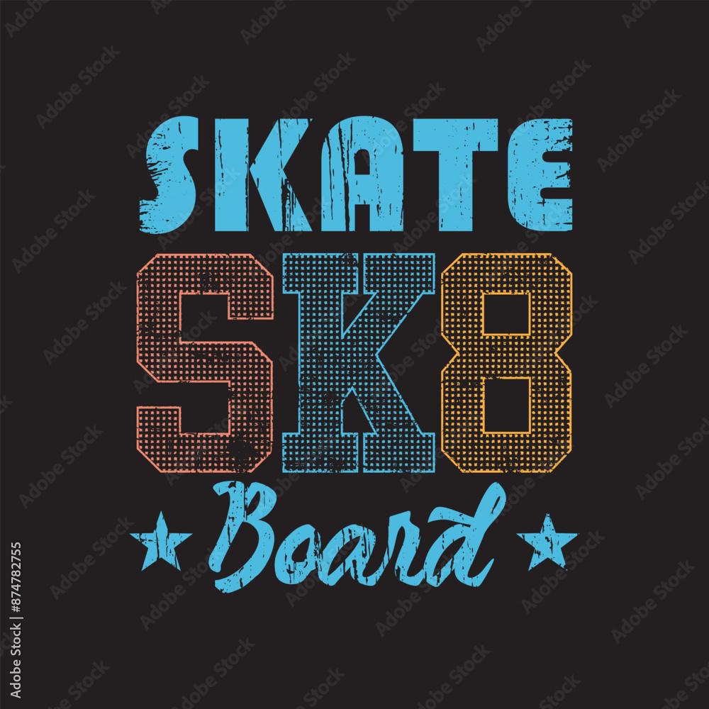 Naklejka premium Skateboard stylish t-shirt and apparel abstract design. Vector print, typography, poster