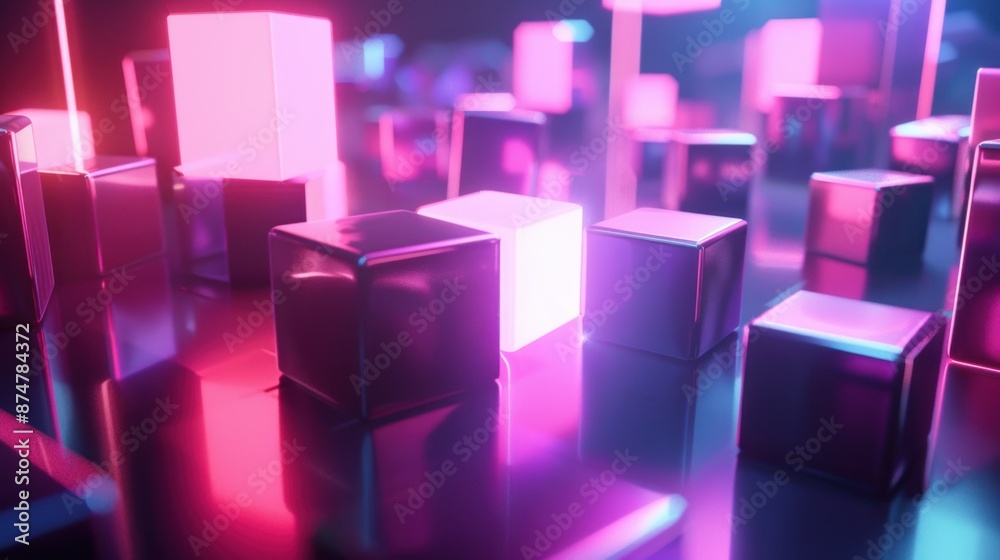Neon Cubes Abstract Background Neon Cubes Abstract Background
