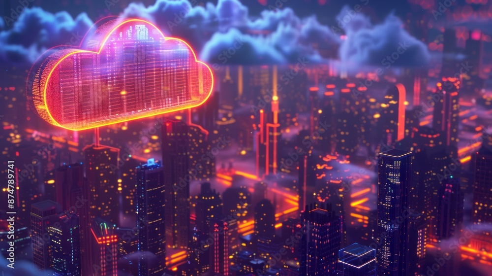 Obraz premium Cloud Computing Over Futuristic City