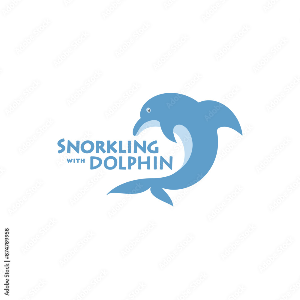 Obraz premium cute dolphin logo icon flat vector design.