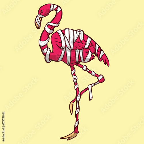 halloween flamingo mummy