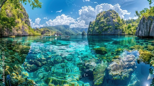 Kayangan Lake In Coron, Palawan, Philippines, With Crystal-Clear Waters