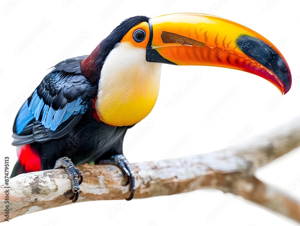 Fototapeta premium Vibrant Tropical Toucan Perched on Branch with Captivating Colorful Beak