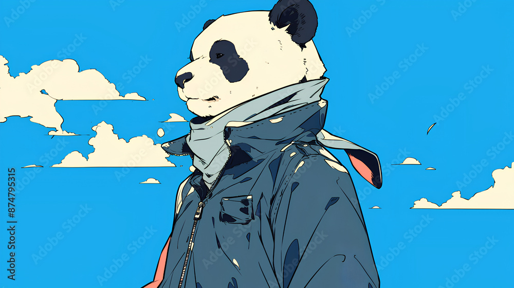 Fototapeta premium panda human cartoon character