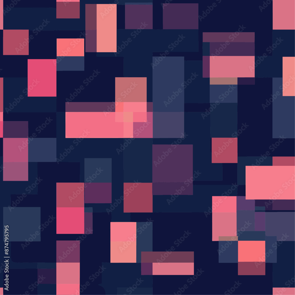 Abstract geometric pattern with pink and blue rectangles on a dark background Abstract geometric pattern with pink and blue rectangles on a dark background
