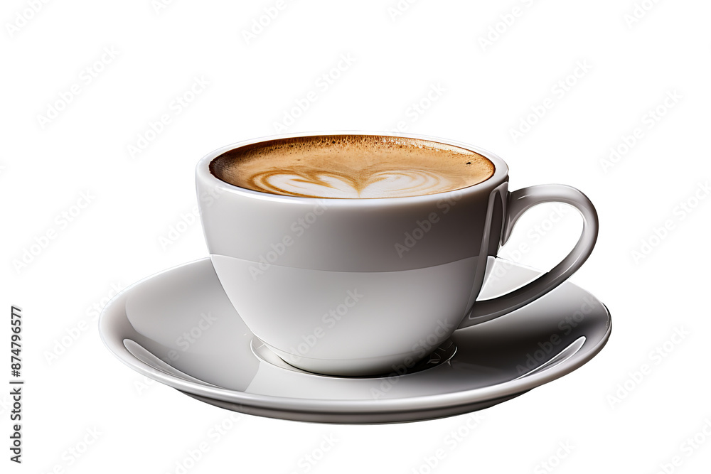 Naklejka premium White coffee drink cup angled view PNG with transparent background for design projects
