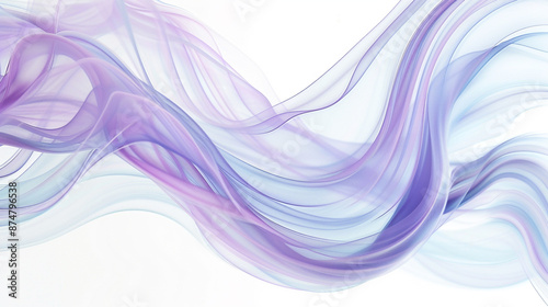 Gentle abstract swirl wave in pastel lavender and sky blue, flowing softly on a white background.