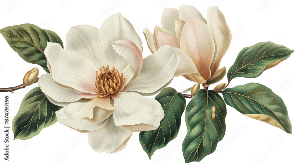 A beautiful flower with a pink center and white petals isolated on a white background A beautiful flower with a pink center and white petals isolated on a white background