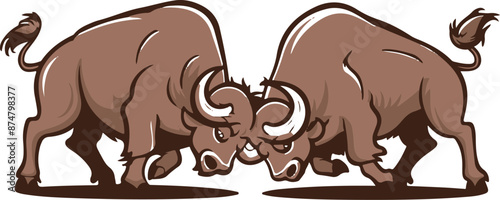 Bull Fighting silhouette Illustration vector .