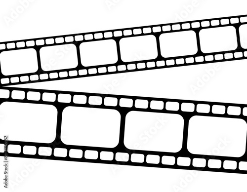 Retro photo movie film strip, vintage filmstrip on transparent background, grunge negative　black