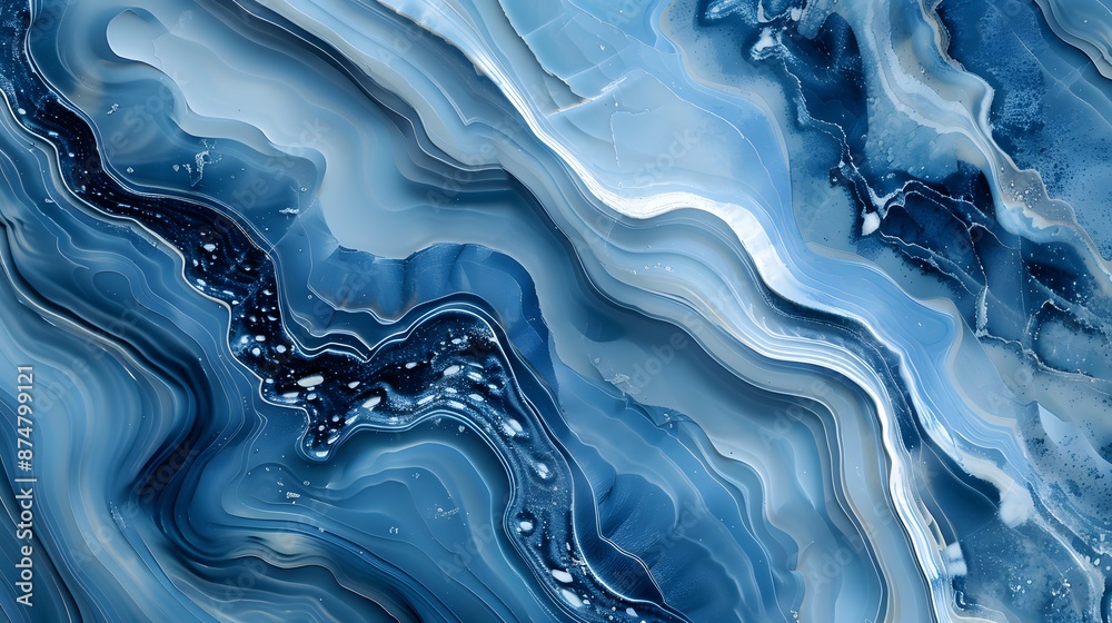 Close-up of an elegant blue texture with subtle, flowing veins in a polished surface Close-up of an elegant blue texture with subtle, flowing veins in a polished surface