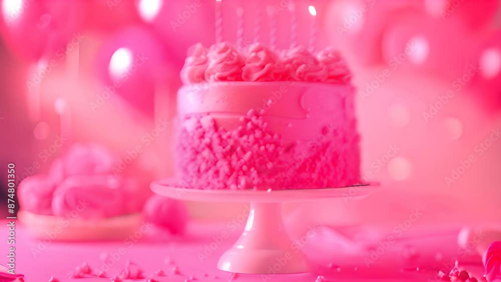 Pink Birthday Cake with Candles Lit with Ai generated.
Pink Birthday Cake with Candles Lit with Ai generated.