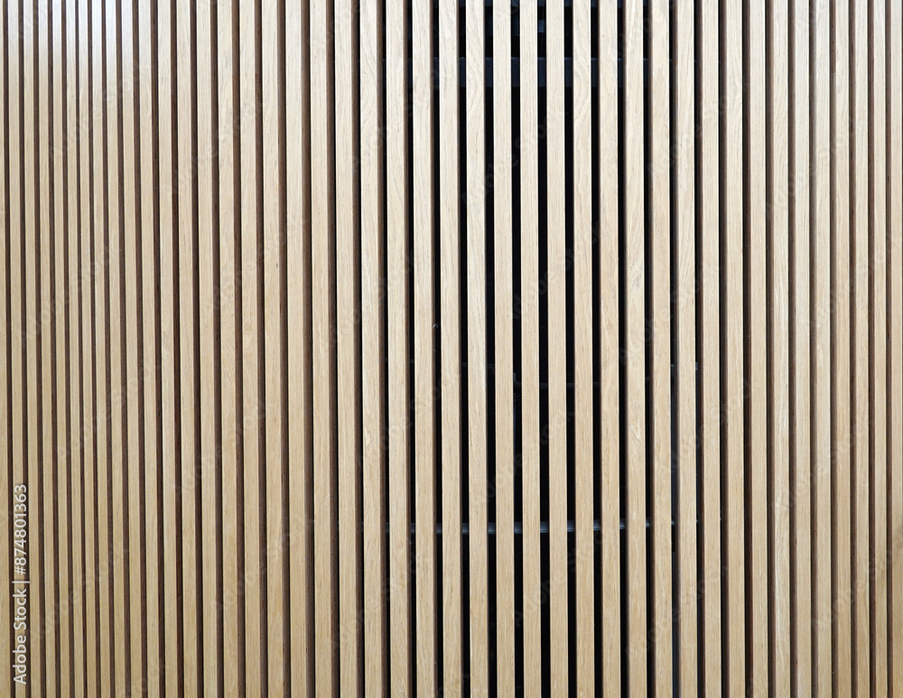 Obraz premium Wooden grating slatted timber linear acoustic wall vertical