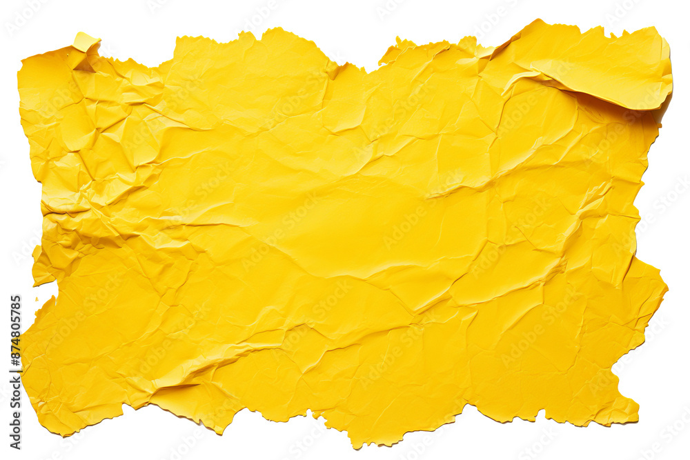 Yellow cardboard paper torn edge isolated on white background, high ...