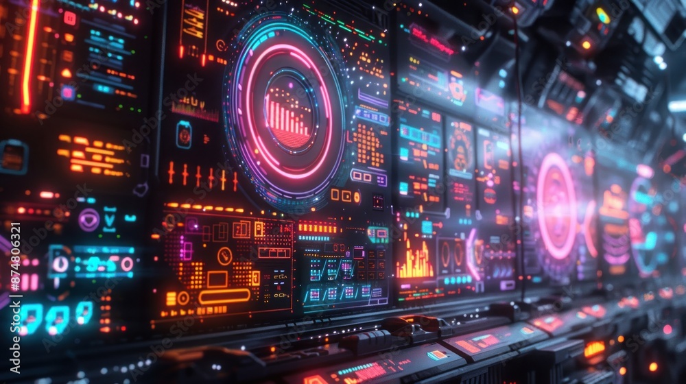 Futuristic Interface with Neon Lights