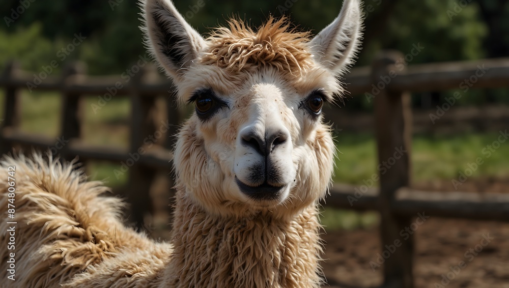 Obraz premium A children's poem about a mischievous llama's adventures on a farm ai_generated