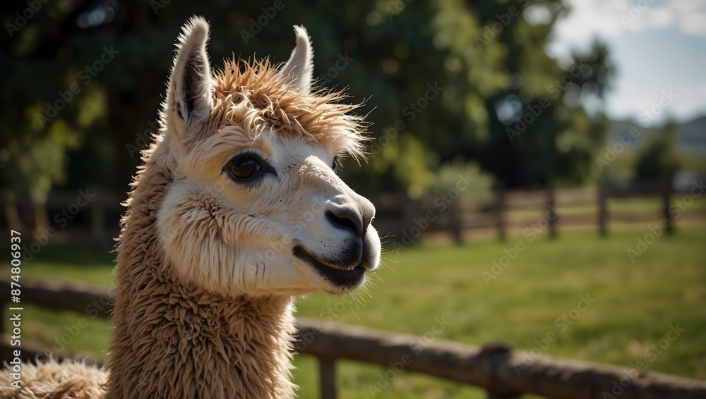 Obraz premium A children's poem about a mischievous llama's adventures on a farm ai_generated