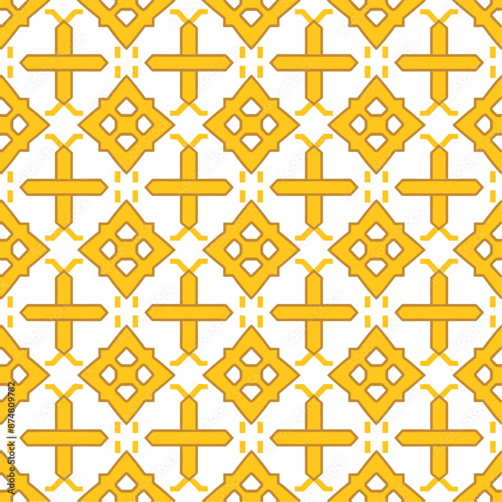 Abstract Seamless Pattern with Geometric Shapes in Gold