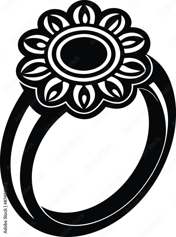 Women Decorative finger ring illustration black and white Women Decorative finger ring illustration black and white
