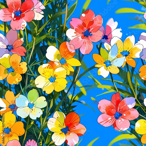 Seamless vibrant floral pattern Modern floral design perfect for fashion and decoration photo