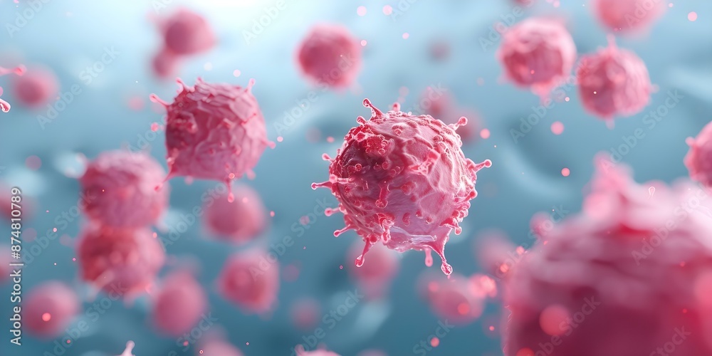 3D Illustration Lymphocytes Battling Cancer Cells in the Immune System to Prevent Metastasis. Concept Cancer Immunotherapy, Cellular Defense Mechanisms, Immune System Response 3D Illustration Lymphocytes Battling Cancer Cells in the Immune System to Prevent Metastasis. Concept Cancer Immunotherapy, Cellular Defense Mechanisms, Immune System Response